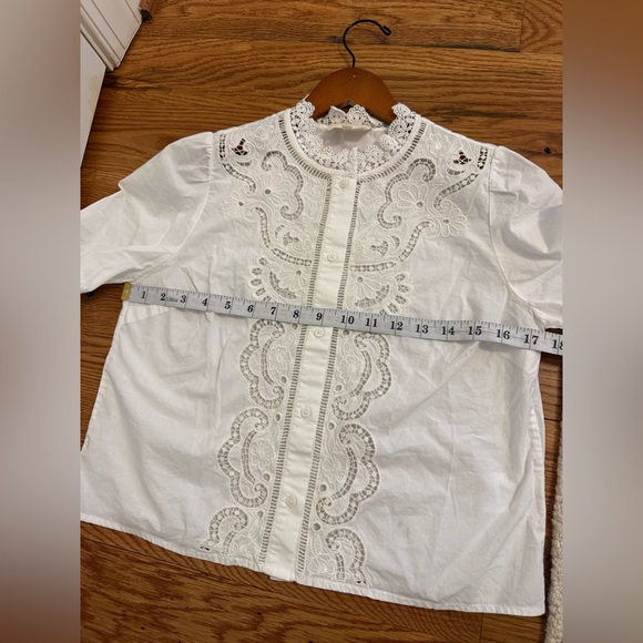 Sezane Eponine Ecru Eyelet Lace Shirt Size 34 FR / 2 US - Picture 15 of 16